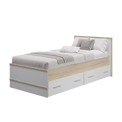 Кровать 0,9 м  Сакура  дуб сонома белый